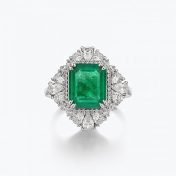 High Quality Luxury 925 Silver Square Synthetic Emerald 10*12mm Ring