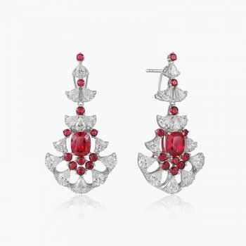 925 silver synthetic zircon earrings high-end luxury inlaid pigeon blood red earrings light luxury style earrings