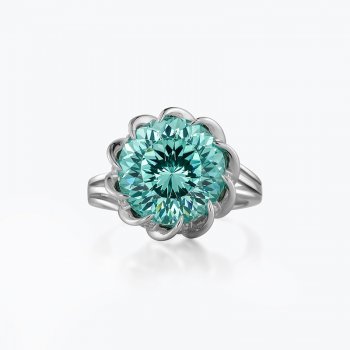 New 925 silver round Paraiba high carbon diamond bright cut light luxury women's ring