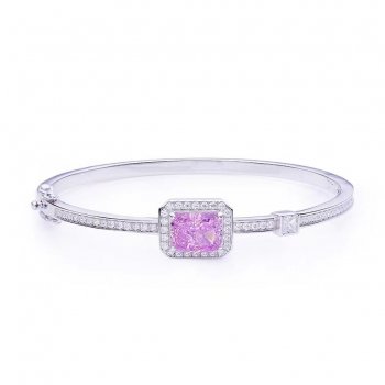 High Quality Luxury 925 Sterling Silver Fancy Vivid Pink High Carbon Diamond Bracelet