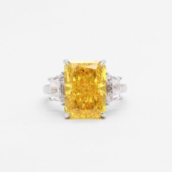 Luxurious and fashionable vivid yellow S925 sterling silver ring inlaid with imported high carbon diamonds for women