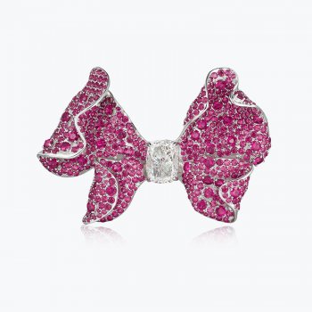 High-end brooch elegant bow 925 silver 8A zircon niche personality brooch