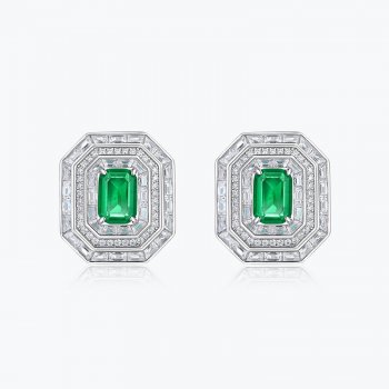 Hot selling earrings S925 sterling silver luxury emerald earrings