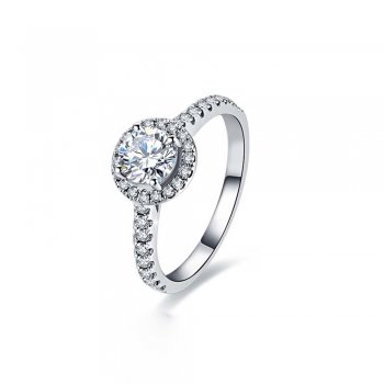 Hot selling white gold plated exquisite simple white diamond ring