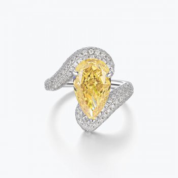 925 sterling silver luxury atmosphere fashionable vivid yellow ring inlaid with imported high carbon diamond high-grade female