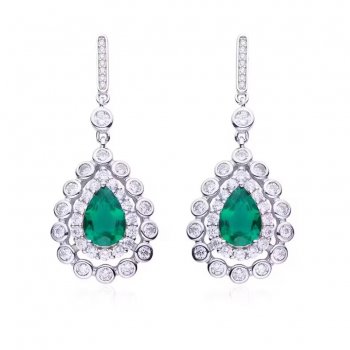 New arrival Retro and noble 925 silver cultured emerald female gemstone earrings