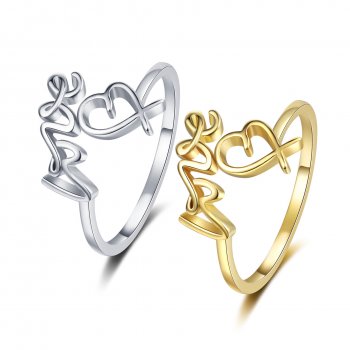 Fashionable heart-shaped LOVE letter design wrap ring for women