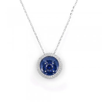 New S925 Silver Royal Blue Women's Vintage Necklace