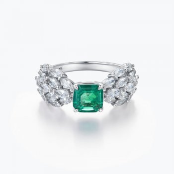 Hot selling high quality 925 sterling silver jewelry emerald halo ring