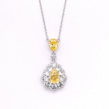 Light luxury high-end temperament niche S925 silver yellow ice flower cut water drop shaped necklace female high carbon diamond