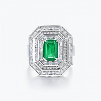 Hot selling high quality 925 sterling silver jewelry emerald halo ring