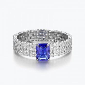 High-end bracelet S925 silver synthetic zircon bracelet fashionable royal blue bracelet