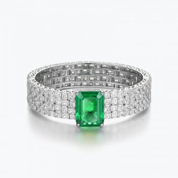 High-end bracelet S925 silver synthetic zircon bracelet fashionable wooden green bracelet