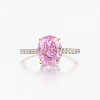 Hot selling high quality popular style 925 sterling silver jewelry gold plated fancy pink egg shaped halo ring