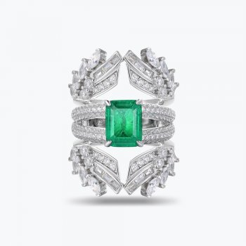 High quality popular style 925 sterling silver jewelry inlaid with green sugar cube light luxury style ring