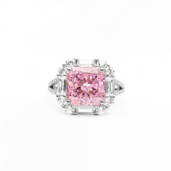 High-grade 925 sterling silver luxury 5CT high carbon diamond ring cherry pink diamond vivid pink ring